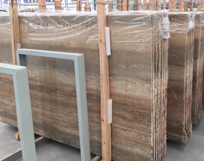 Italy Silvery Travertine Brown Marble Slabs