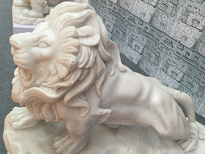 Yellow Marble Lion Sculpture