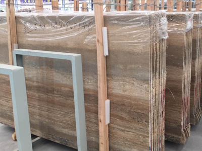 Italy Silvery Travertine Brown Marble Slabs